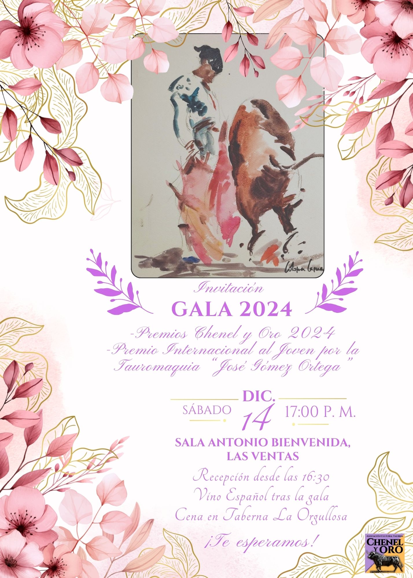 invitación gala 2024 chenel y oro